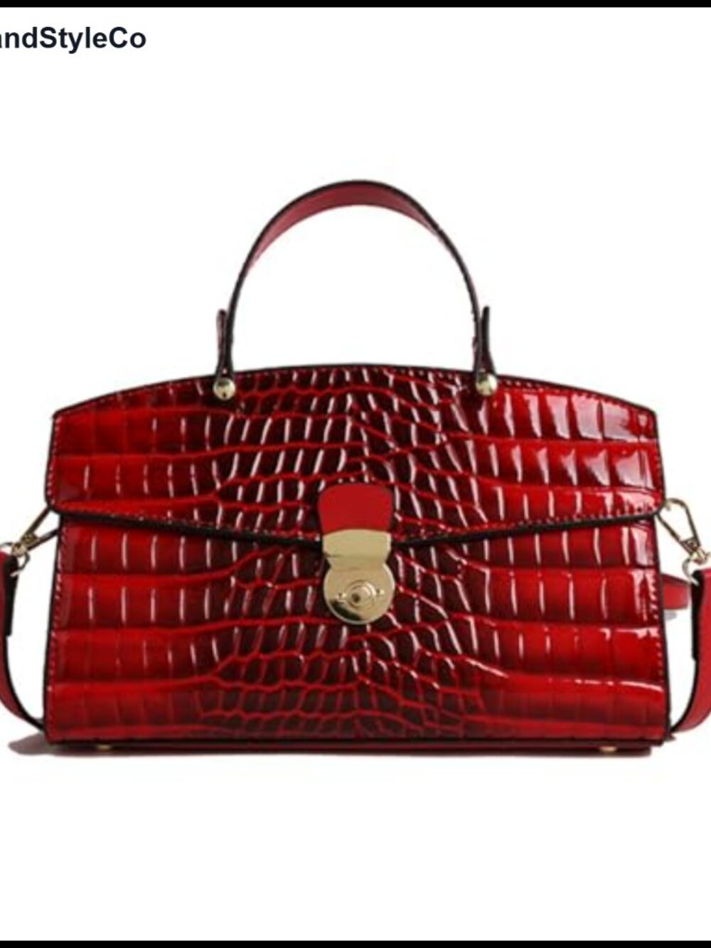 Women's Retro Evening Handbag Snake Pattern Patent Leather Top Handle Satchel